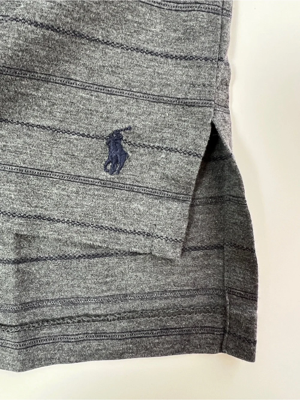 Polo by Ralph Lauren Men’s XXL Gray Striped Pima Cotton Long Sleeve Polo Shirt